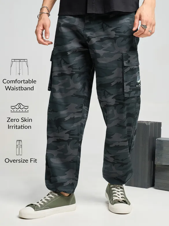 Dark Grey Camo Cargo Pants for Men